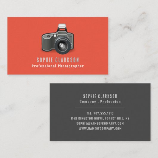 フラッシュカメラアイコン、写真家、写真 名刺 (正面/裏面)