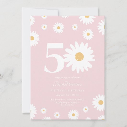 フラッシュデイジー 50歳の誕生日招待状 招待状 (正面)