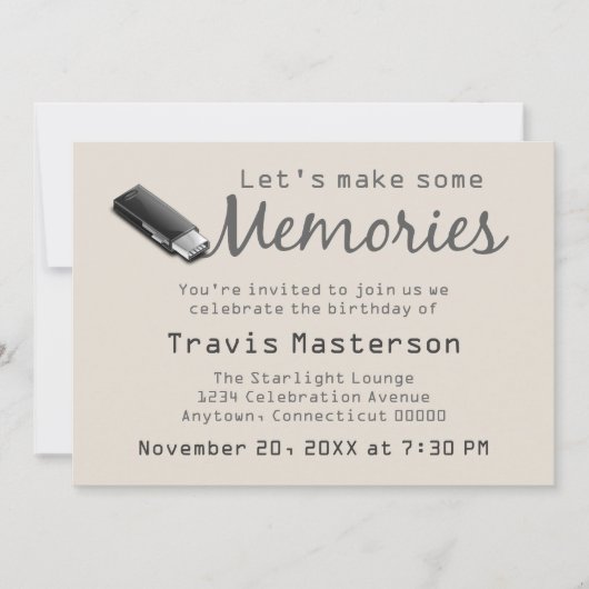 フラッシュドライブの誕生日パーティー招待状 招待状 (正面)
