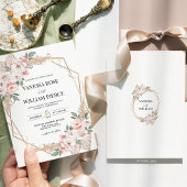 フラッシュパンパスグラス ボホウェディング ゴールドジオメトリック 招待状