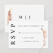 【フラッシュパンパス グラス ミニマル ウェディング RSVP カード】 (正面/裏面)