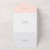 フラッシュピンクとゴールドのスクリプト ミニマルウェディング オールインワン招待状 (外側)