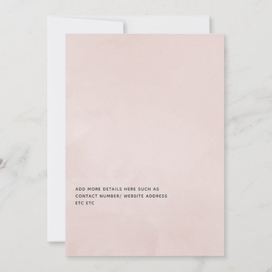 フラッシュピンクとローズゴールドの花柄 ゲストリスト縮小のお知らせ 案内状 (裏面)