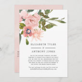フラッシュピンクとローズゴールドの花柄 ゲストリスト縮小のお知らせ 案内状 (正面/裏面)