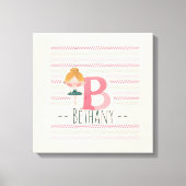 フラッシュピンクのバレリーナのモノグラムB -  パーソナライズドアート キャンバスプリント (正面)