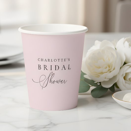 フラッシュピンクのパーソナライズド ブライダルシャワー 紙コップ