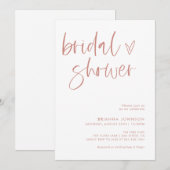 フラッシュピンクのブライダルシャワー | ボヘミアンミニマリストブライダル 招待状 (正面/裏面)