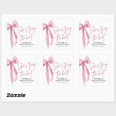 フラッシュピンクのボウ 彼女は結婚する ブライダルシャワーのステッカー スクエアシール (シート)