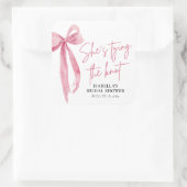 フラッシュピンクのボウ 彼女は結婚する ブライダルシャワー スクエアシール (バッグ)