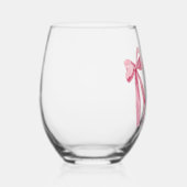 フラッシュピンクのボウ 彼女は結婚する ブライダルシャワー ステムなしワイングラス (右)
