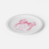 フラッシュピンクのボウ 彼女は結婚する ブライダルシャワー ペーパープレート (アングル)