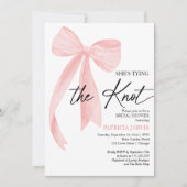 フラッシュピンクのボウ 彼女は結婚する ブライダルシャワー 招待状 (正面)
