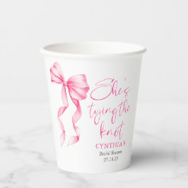 フラッシュピンクのボウ 彼女は結婚する ブライダルシャワー 紙コップ