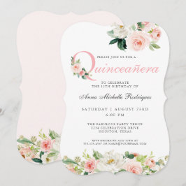 フラッシュピンクの花のキンチアネラパーティーのお祝い 招待状