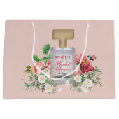 フラッシュピンクの香水ボトル 花嫁のシャワーギフト ラージペーパーバッグ (正面)