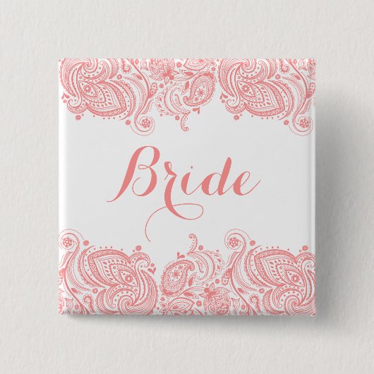 フラッシュピンクトーンペイズリーレース 缶バッジ (正面)