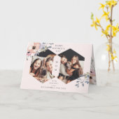 フラッシュピンク幾何学花模様｜写真 母の日 カード (黄色い花)