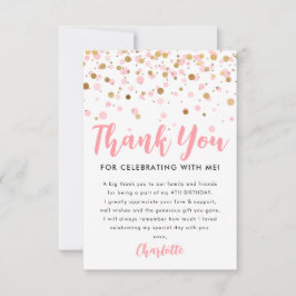 フラッシュピンク ゴールド グリッター スパークル コンフェッティ 誕生日 サンキューカード