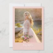 フラッシュピンク ミニマル モダン ボヘミア ベビーシャワー 招待状 (裏面)