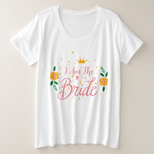 フラッシュピンク 花嫁になる私 女子会 卒業パーティー プラスサイズTシャツ (デザイン正面)