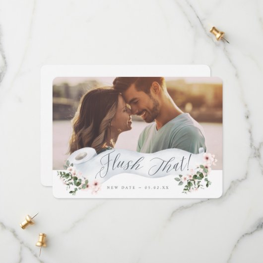 フラッシュ新しい日付トイレ紙転がフローラ写真 セーブザデート (正面/裏面インサイチュ)