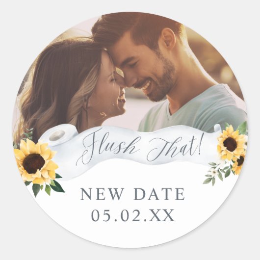 フラッシュ新しい日付トイレ紙転がフローラ写真 ラウンドシール (正面)