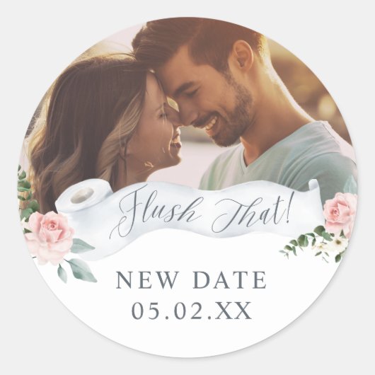 フラッシュ新しい日付トイレ紙転がフローラ写真 ラウンドシール (正面)