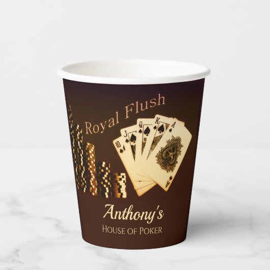 フラッシュ王室のトランプのポーカーをテーマにしたパーソナライズされた紙カップ 紙コップ (正面)