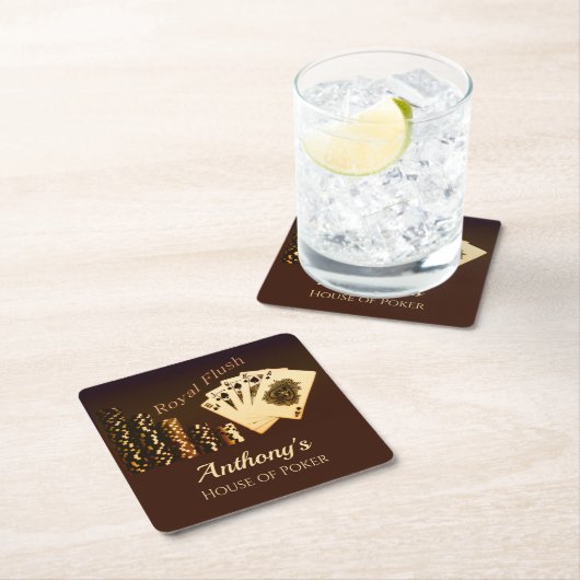 フラッシュ王室のトランプのポーカーをテーマにした飲み物用コースター スクエアペーパーコースター (インサイチュ)