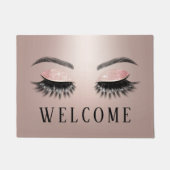 フラッシュ美しいサロンバラ金ゴールド歓迎 ドアマット (正面)