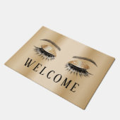 フラッシュ美しいサロンモダン金ゴールドへようこそ ドアマット (アングル)