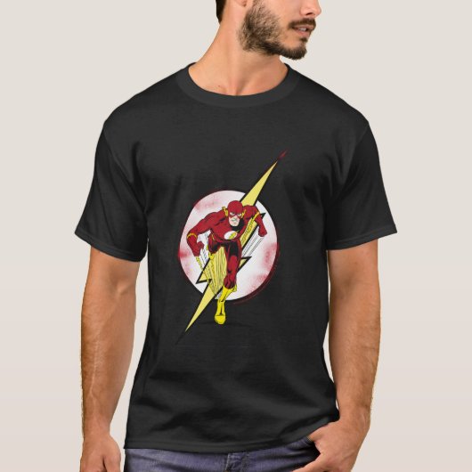 フラッシュ・スピードスター アイコン 太字 赤い稲妻 エンブレム Tシャツ (正面)