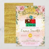 フラッシュ フラワーズ アドベンチャー ビギンズ バースデー ラゲッジ 招待状 (正面/裏面)