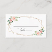フラッシュ フラワー、ピンク フラワー、ボヘミア、結婚式前祝い プレイスカード (正面)