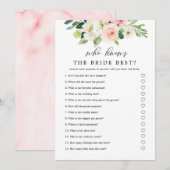 フラッシュ フローラル 誰が花嫁を知っている ゲーム 印刷可能 招待状 (正面/裏面)