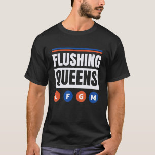 フラッシングクイーンズニューヨーク市電車地下鉄 Tシャツ