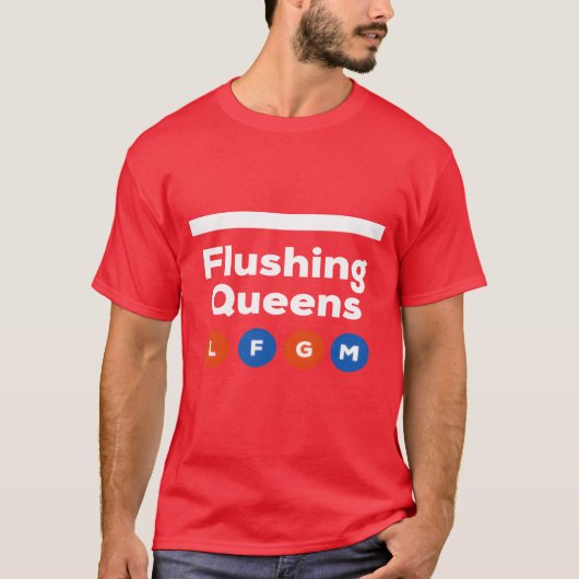 フラッシング クイーンズ LFGM 地下鉄 レトロ Tシャツ (正面)