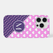 フラッシー ピンク パープル カスタムモノグラム iPhoneケース (裏面横)