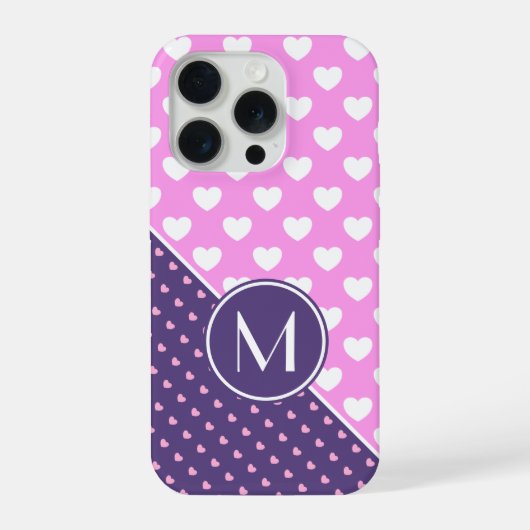 フラッシー ピンク パープル カスタムモノグラム iPhoneケース (裏面)
