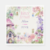 フラッタと回転妖精の庭の水色の誕生日 スタンダードランチョンナプキン (正面)