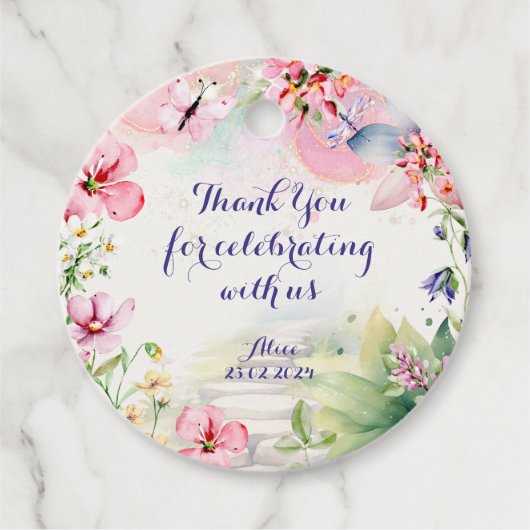 フラッタと回転妖精の庭の水色の誕生日 フェイバータグ (正面)