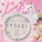 フラッタと回転妖精の庭の水色の誕生日 ペーパープレート (パーティー)