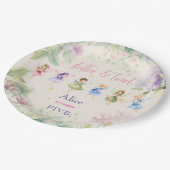 フラッタと回転妖精の庭の水色の誕生日 ペーパープレート (アングル)