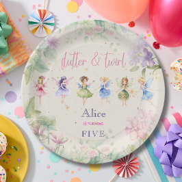 フラッタと回転妖精の庭の水色の誕生日 ペーパープレート