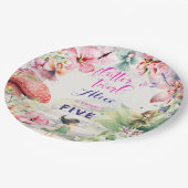 フラッタと回転妖精の庭の水色の誕生日 ペーパープレート (アングル)