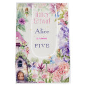 フラッタと回転妖精の庭の水色の誕生日 ミディアムペーパーバッグ (裏面)