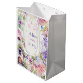 フラッタと回転妖精の庭の水色の誕生日 ミディアムペーパーバッグ (裏面アングル)