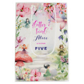 フラッタと回転妖精の庭の水色の誕生日 ミディアムペーパーバッグ (裏面)