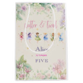 フラッタと回転妖精の庭の水色の誕生日 ミディアムペーパーバッグ (正面)