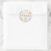 フラッタと回転妖精の庭の水色の誕生日 ラウンドシール (バッグ)